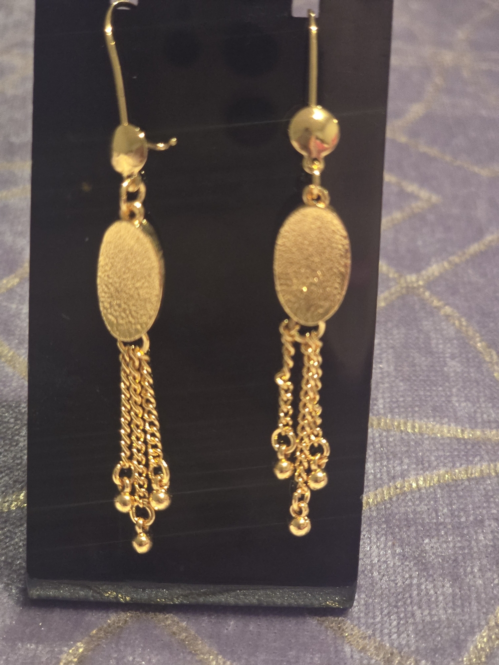 22 kgp Dubai Jewelry Gold Drop Chain Tassel Earrings - Elegant Women’s Jewelry